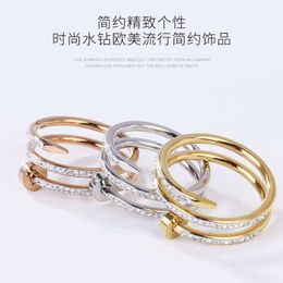 Designer carter Ring Couple Same Layer Diamond Inlaid Titanium Steel Ring