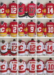 Men 12 Jarome Iginla Jersey Calgary Flames 2 Al Innis 9 Lanny Mcdonald 10 Roberts Vintage CCM Ed Hockey Jerseys 14 Fleury