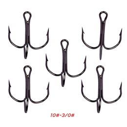 100pcs lot 9 Sizes 10#-3 0# 35647 Black Triple Anchor Hook High Carbon Steel Barbed Carp Fishing Hooks Fishhooks Pesca Tackle BL 4257h