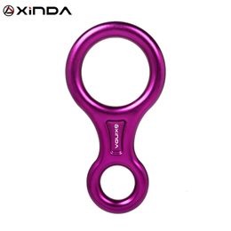 Climbing Harnesses XINDA Rock Climbing Carabine 8shape Rigging Descender Aluminum Figure Belay Device Abseiling 35KN Eight Ring Downhill Equipment 231205