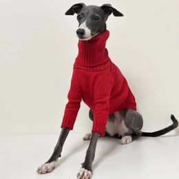 Dog Apparel Italian Greyhound Sweater Whippet Turtleneck Red Christmas Knitted Warm Pet Clothing 231205
