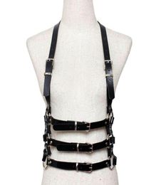 Belts Fashion Punk Cool Men Women Leather Belt Harajuku Artificial Body Harness Adjustable Three Lines Waist Straps5662249