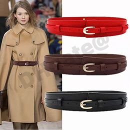 Popular Suit Waistband Women Decorative Sweater Fashion Dress Atmosphere Waisting Coat Corset Wide Belt Female Leather Texture Belt with Metal Buckle