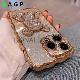 Cell Phone Cases Bling Rhinestone for iPhone 11 14 12 13 Pro Max Case Glitter Diamond Cute Bear for iphone 14 15 Pro XR Xs Max 15 8 7 Plus Cover J231206