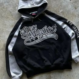 Mens Hoodies Sweatshirts American Vintage Letter Pattern Embroidered Hoodie Y2K Gothic Punk Harajuku Loose Casual Street Clothing Coat 231206