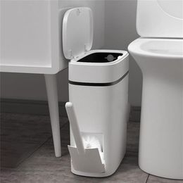 Kitchen Trash Bin Can and Toilet Brush Set Storage Bucket Rubbish for Bathroom Garbage 211229187f