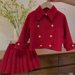 Clothing Sets Baby Girl Cotton Padded Wool Clothes Set Jacket Skirt 2PCS Infant Toddler Child Warm Christmas Year 1 10Y 231206