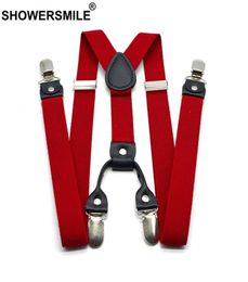 SHOWER Red Suspenders Men Classic Pants Strap Y Back 120cm Casual Retro Trouser Braces 4 Clips Elastic Male Suspender Belt 2205269612802