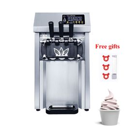 Commercial Ice Cream Machine Three Flavours Ice Cream Makers Sweet Cones Benchtop Gelato Vending Freezing Machine