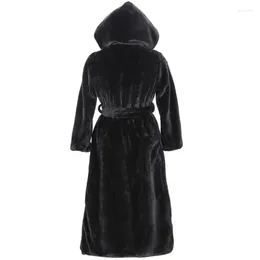Women's Fur Winter Warm Hooded Large Size Medium Length Solid Color & Faux Women 2024 Casual Long Sleeve Coat Jacket