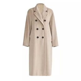 Luxury Coat Maxmaras 101801 Pure Wool Coat Original fabric coat with wool fleece double breasted long style Tang Jing and classic camel coat for womenBF0SX5SF