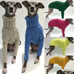 Dog Apparel Winter Sweater Italian Greyhound Whippet Turtleneck Twist Warm Coat Clothing Dogs Knitted 231127 Drop Delivery Home Gard Dh0Cd