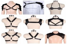 Belts Adjustable Sex Cosplay Costumes Sexy Women Mature Men Gentleman Leather Body Chest Harness Belt Punk Fancy Clothing Accessor1292005