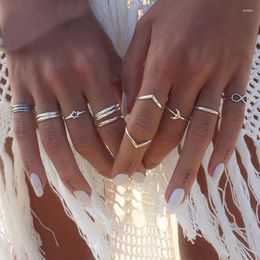 Cluster Rings Bohemian Stars Moon Wave Heart-Shaped Geometry Euramerican Style Ring Set Personality Lady Wedding Jewellery