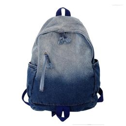 School Bags Creative Zipper Backpack Large Capacity Rucksack Denim Daypack Double Shoulder Schoolbag For Friend Birthday Daily Wear Bag