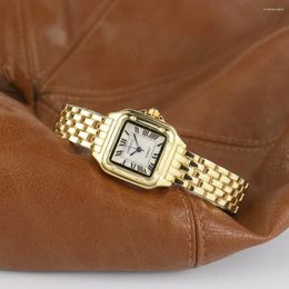 Wristwatches Luxury Fashion Square Women Watches Brand Ladies Quartz Wristwatch Classic Silver Golden Femme Steel Band