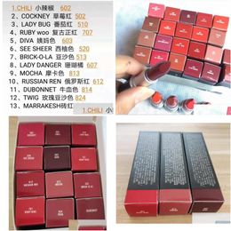 Lipstick Satin Rouge A Levres 13 Colours Lustre M Brand With Series Numbers Aluminium Tube New Package Drop Delivery Health Beauty Makeu Ot9Gs