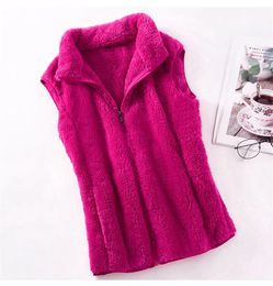 Womens Vests Spring Autumn Tank Top High Neck Zipper Sleeveless Jacket Warm Coral Fleece Double Sided waistcoat 231206