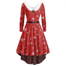 Casual Dresses Party For Women Daily Ankle-Length Womens 2023 V-Neck Long Sleeves Christmas Frocks Vestido Feminino