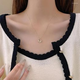 Chains 2023 Zircon Ring Pendant Necklace For Women Light Luxury Unique Exquisite Design Sweater Chain