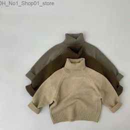 Cardigan MILANCEL Kids Sweaters Boys Knit Pullover Solid Girls Turtleneck Sweater Knit Wear Q231206