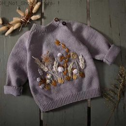 Cardigan EnkeliBB Child Girl Winter Knit Jumpers Baby Girl Lovely Hand Knit Flower Cardigans Fashion Brand Designer Tops Q231206