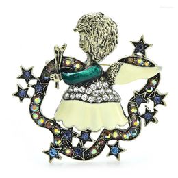 Brooches Wuli&baby Vintage Angel For Women Unisex Rhinestone Enamel Lovely Child Figure Party Casual Pins