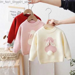 Cardigan Children's Sweater Girls' Pullover Cartoon Rabbit Knitted Cashmere Long Sleeve Sweater Knitted Sweater Q231206