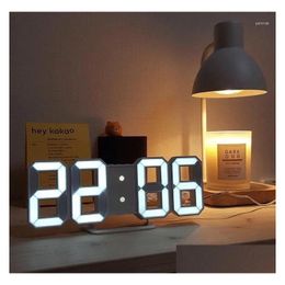 Wall Clocks Led Digital Clock Alarm Date Temperature Matic Backlight Table Desktop Home Decoration Stand Hang Drop Delivery Garden Dec Dhech