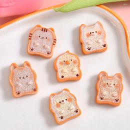 Decorative Figurines 10PCS Animal Toast Series Resin Flat Back Cabochons For Hairpin Scrapbooking DIY Jewellery Craft Decoration Accessories