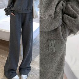 Women's Two Piece Pants designer Loose and versatile new fine sparkling dark Grey sanitary pants casual pants straight