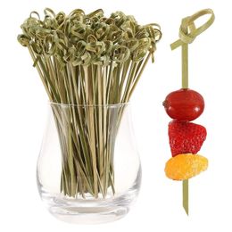 Forks 100pcs Disposable Bamboo Tie Picks Bamboo Knot Skewers Food Picks With Twisted Ends Food Fruit Fork Bamboo Sticks Cocktail Picks 231206