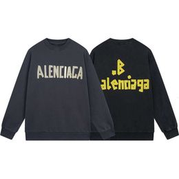 Brand Balenciiagas Hoodies Hoodie Sweater Version Paris Fashion Men High Quality Sweaters b Home Adhesive Tape Direct Spray Printing Wash Worn Out Mens Womens9