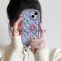 Cell Phone Cases Korean Cute Color Star Plaid Pattern Phone Case For iPhone 15 Pro 11 12 13 14 Pro Max Cover Shockproof Silicone Cases For Women J231206