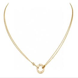 Fashion Womens Design Necklace Annulus Europe America Rose Gold 18K Gold Plated Stainless Steel Necklaces Choker Chain Letter Pend277r