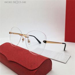 New fashion design butterfly shape optical glasses rimless metal frame men and women business style light and easy to wear eyewear model 0418O