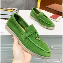 Shoes Casual Early Spring Simple Comfortable Middle Mouth Raw Rubber Sole Leather Tassel Flat Bottom Couple Bean