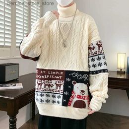 Men's Sweaters Men's Sweater Autumn Winter Chinese Style Patchwork Jumper Men's Ethnic Vintage Loose Sweater Knitwear Men's Christmas Sweater Q231206