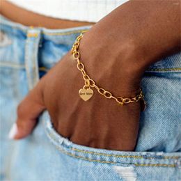 Charm Bracelets Mom Bracelet For Women Stainless Steel Limk Chain Heart & Bangles Mother's Day Gift