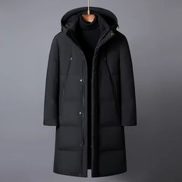 Men s Jackets Winter Down for Men Brand 2023 High Quality White Duck Long Coat Overcoat Hooded Thick Warm Black Parkas 231206