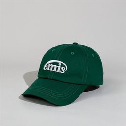 Korean EMIS Baseball Cap Green ed Female Fashion Brand Sun Protection Hat Male Soft Top Casual 220312195k