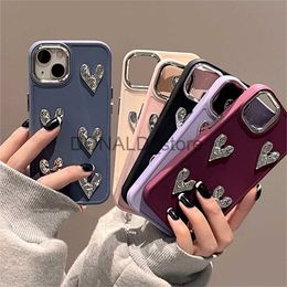 Cell Phone Cases Luxury 3D Sliver Folded Love Heart Soft Phone Case For iPhone 13 12 11 14 Pro X XR XS MAX 7 8 Plus Plating Protective Cover Capa J231206