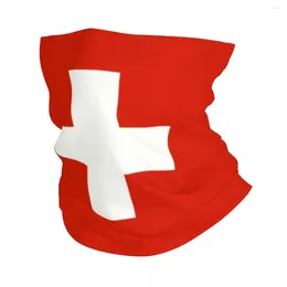 Bandanas Swiss Switzerland Flag Bandana Neck Gaiter UV Protection Face Scarf Cover Men Women Headband Tube Balaclava