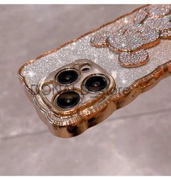 Cell Phone Cases Evening Bags Bling Rhinestone for iPhone 11 14 12 13 Pro Max Case Glitter Diamond Cute Bear for iphone 14 15 Pro XR Xs Max 15 8 7 Plus Cover J231216