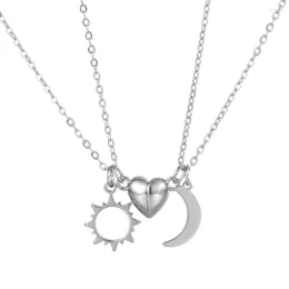 Pendant Necklaces 2023 Fashion Charm Jewellery Stainless Steel Chain Sun And Moon Necklace Women Vintage Bride Wedding Long