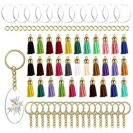 Keychains 384Pcs Acrylic Keychain Blanks Clear Circle Discs Key Chain 2 Inch Tassel Pendant Keyring For DIY Projects And Crafts