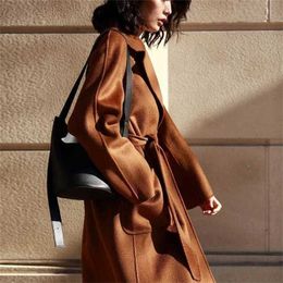 Cashmere Coat Maxmaras Labbro Coat 101801 Pure Wool Sheng Hongs 23 Autumn and Winter New M Family Handmade Doublesided Woollen with Water Wave Pattern Woollen foD69P