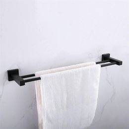 Bathroom Accessories Matte Black Square Stainless Steel Towel Rack Wall Mounted Towel Rail Bar 1 bar 2 bar273h