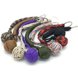 Pendants Outdoor Keychain Pendants Defensive Self Protector Rope Braided Stainless Steel Ball Survival Bracelets Lanyards Hanging Drop Dhycr