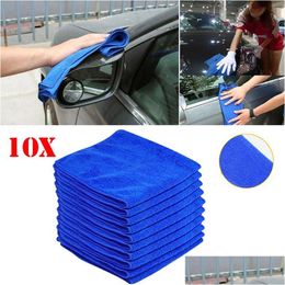 Other Interior Accessories 10Pcs Car Cleaning Towel Microfiber Towels Soft Drying Cloth Hemming Wash Water Suction Duster Clearner Too Dh927